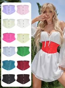 Women's Waist Trainer Corset Belt With Back Lace-Up, New Year Party, Valentine's Day, Holiday Tops, St. Patrick's Day Outfit, Halloween Costume - Multicolor - View 1