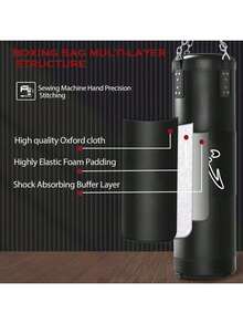 Punching Bag For Adults Unfilled Heavy Punching Bag, Boxing Bag Set With Punching Gloves, Wraps, Chain, Ceiling Hook For MMA Kickboxing Boxing Karate Muay Thai Taekwondo - 黑色 - 查看 4