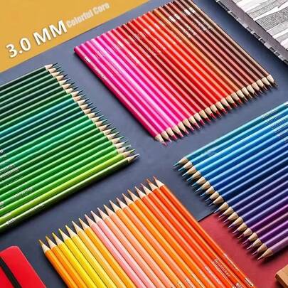 Set Pensil Warna Minyak 120 Warna untuk Menggambar, Kombinasi Kuas Lukis Cat Air Profesional, Set Pensil Warna dalam Kotak Kayu, Pena Kuas Cat Air Dua Ujung 120/72/60 Warna, Pena Liner Ujung Lembut, Perlengkapan Seni