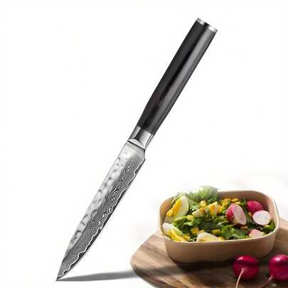 5-Inch Utility Knife - Japanese VG-10 Super Steel 67-Layer Damascus Blade - Fruit Utility Knife For Carving & Peeling With Ergonomic G10 Handle - Gift Box