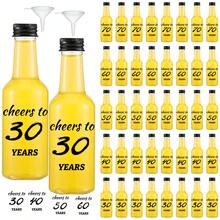 50/1pc 0.85oz/1.7oz Mini Liquor Bottles,Empty Plastic Bottles,Cheers To 16/21/30/40/50/60/70/80 Years,For Women Men Birthday Anniversary Wedding Celebration Party Favors, For Homemade Juice,Water,Smoothies, Anniversaries,Restaurant,Party
