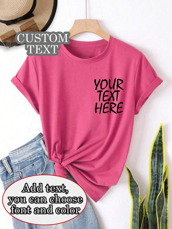 Camisetas personalizadas para mujer - Personaliza tops, agrega tu texto, elige la fuente y el color del texto, personaliza tu propia camiseta, diseña tu propia camiseta impresa personalizada como regalo para tu novia, una camiseta de pareja, etc., para aniversarios, cumpleaños, fiestas, etc. Camisetas personalizadas, tops de mujer, camisetas con texto personalizado, camisetas de manga corta para mujer, tops