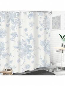 Floral Shower Curtain With Hooks, 66x72 Inch, Boho Vintage Flowers Bathroom Curtains, Decorative Bird Farmhouse Shower Curtain Set,Chinoiserie Aesthetic Bathroom Decor