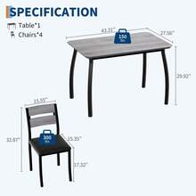 5 Piece Dining Table Set For 4, Space-Saving Kitchen Table With Upholstered Chairs, Modern Angled Corner Design, Compact Dinner Set For Small Spaces, Apartment, Dining Room - 灰色 - 查看 3