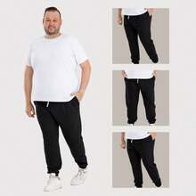 3-Piece Plus Size Jogger Pants Set For Men, Side Pockets - Casual And Sporty Fashion - 3 因此 - 查看 2