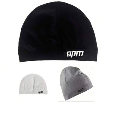 1 Stück einfarbige Nylon Strickmütze mit Totenkopf-Stickerei, Unisex Ganzjahres-Strickmütze für Outdoor-Sport und Freizeitbekleidung im Herbst