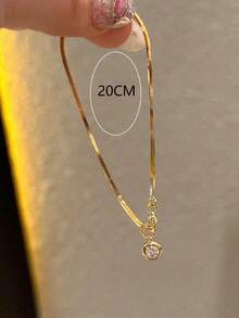1 pieza Tobillera de acero inoxidable con diseño de hueso de serpiente, diseño único para uso diario, tobillera minimalista y de moda como regalo para la novia - Tobillera con burbuja de hueso de serpiente - Ver 6