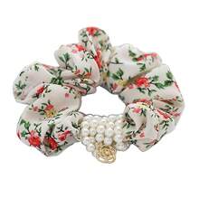 Korean Style Pearl Scrunchies - Fashion Floral Fabric Hair Ties Women - Korean Flower Accessoriesvalentine's Day RFC0 - 10-Hoa trắng - Xem 1