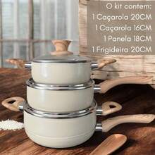 Non-Stick Ceramic Cookware Set With Glass Top 4pcs