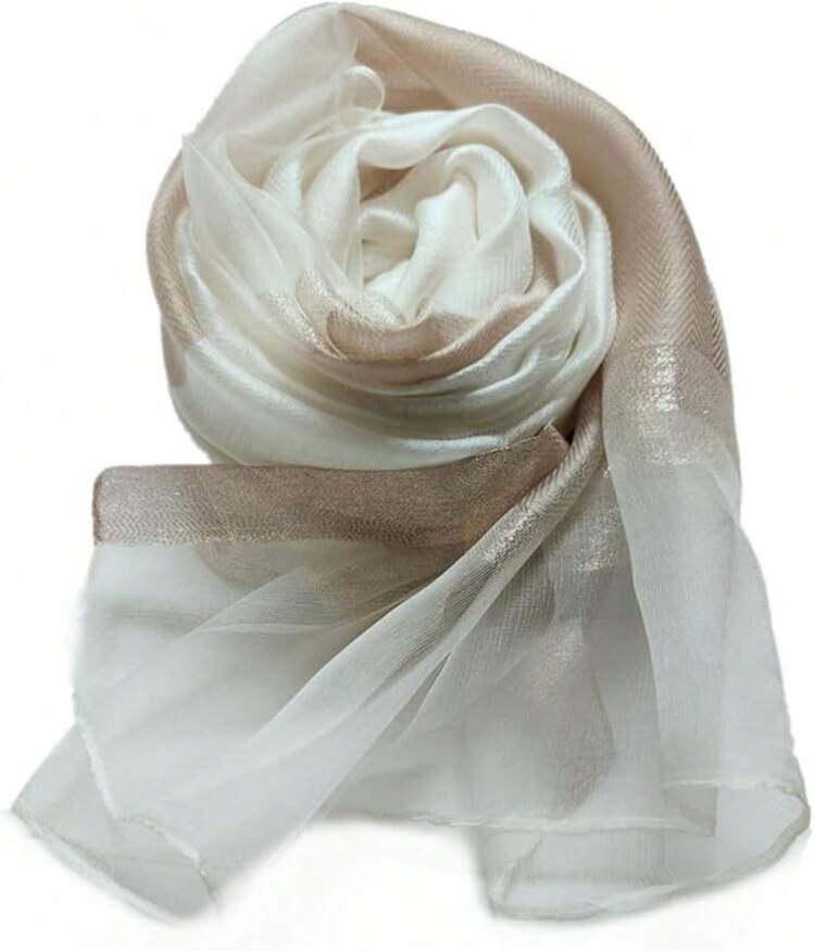 Womens Scarves Lightweight Silk Scarf Shawls And Wraps For Evening Dresses Summer Beach Wedding Shawl Giftshalloween - 新米色 - 查看 2