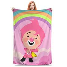 Plims Cartoon Blanket Flannel Funny Warm Throw Blankets For Chair Covering Sofa Summer,_1 - trắng - Xem 2