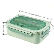 Leak-Proof Bento Box, 40.58 Oz Adult Bento Box With Tableware, Microwaveable, 3-Grid Partition, Green Lunch Container, Suitable For School, Work And Outdoor Dining, Outdoor Bento Box | Zoned Bento Box - màu xanh lá - Xem 14