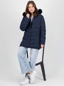 SAKERS OUTDOOR CLOTHING Chamarra Larga Elegante Para Mujer Premium Florence Sakers  Bolsillo - Azul Marino - Ver 6