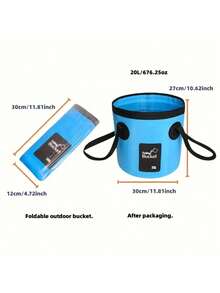دلو تخزين مياه محمول قابل للطي 20 لتر - من البي في سي، مناسب للتخييم والصيد والسفر والبستنة الخارجية