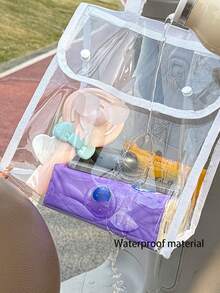 1 pieza Bolsa de almacenamiento frontal para scooter eléctrico, impermeable, con botón magnético, gran capacidad, adecuada para teléfono, lápiz labial, mochila infantil, resistente a la suciedad, bolsa colgante de almacenamiento multifuncional, bolsa de almacenamiento frontal para scooter eléctrico, bolsa de almacenamiento transparente, impermeable, anti-lluvia, bolsa para teléfono, organizador de almacenamiento - Multicolor - Ver 2