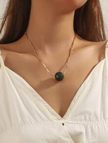 1 件波西米亚风格塑料云多色几何珠手工不对称链项链、礼物和日常佩戴 - 手工鏈條珠項鍊 - 查看 6