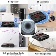 1 Piece Portable Rechargeable Bluetooth CD Player Hi-Fi Stereo Sound Transparent Cover Retro Modern Design Supports CD CD-R CD MP3 Durable Metal Plastic Audio Player For Home Car Travel Daily Use - Black - View 6