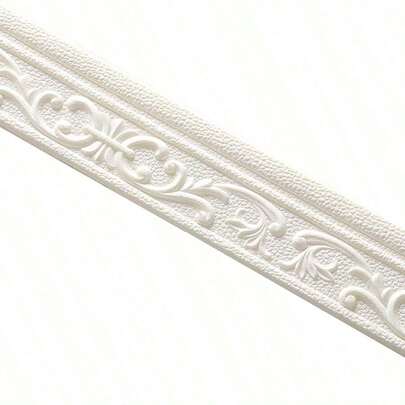 2.3 In X 90.6 Ft 3D Foam Wall Skirting Line - Self-Adhesive Waterproof Decorative Wall Border, Featuring Elegant Floral And Geometric Patterns, Made Of PVC Material, Ideal For Home And Office Decor | Elegant Wall Decor | Wall Sticker, Wall Decor
