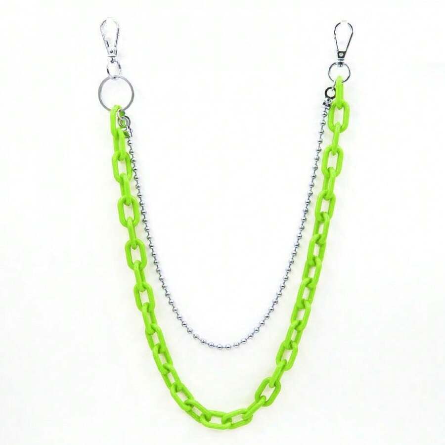 1 Pc Detachable Resin Chain Fluorescent Pants Chain  Hip-Hop Jeans Chain - Orange Double Layer - View 1
