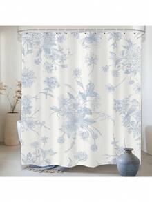 Floral Shower Curtain With Hooks, 66x72 Inch, Boho Vintage Flowers Bathroom Curtains, Decorative Bird Farmhouse Shower Curtain Set,Chinoiserie Aesthetic Bathroom Decor