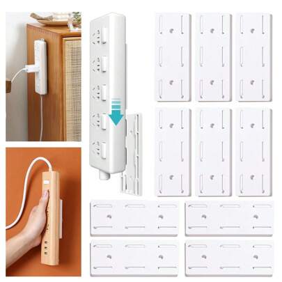 No-Punch Adhesive Socket Holders, 10-Piece Power Strip Holder, Self-Adhesive Power Strip Holder Wall Mount, Space-Saving And Easy To Install