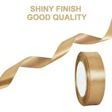 25 yards de ruban doré champagne, 1,57/0,98/0,39 pouces de large, ruban satin doré champagne pour l'emballage de cadeaux, la décoration florale, l'artisanat, Noël, les fêtes de mariage, le nœud DIY
