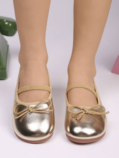 Girls' Flat Shoes, Spring/Autumn New Casual Fashion Versatile Round Toe Soft Sole Comfortable Bow Flat Shoes, Student Shoes, Princess Shoes, Campus Performance Shoes