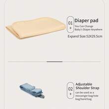 1pc Large Capacity Diaper Bag, Multi-Functional Shoulder Crossbody Tote For Moms, Waterproof Maternity Travel Bag, Hospital Labor And Delivery Bag - Multicolor - View 10