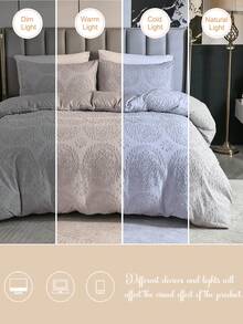 Bộ 3 vỏ chăn cắt họa tiết hoa màu xám nhạt, phong cách Bohemian (1 vỏ chăn + 2 vỏ gối, không ruột), Polyester, mềm mại và thoáng khí, thích hợp cho phòng ngủ, mọi mùa, có thể làm quà tặng, bộ đồ giường ký túc xá - Màu Xám nhạt - Xem 10