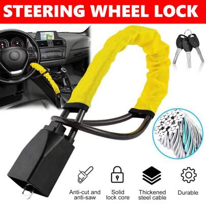 Universal Car Steering Wheel Lock Anti Theft Security The Club Clamp Truck 3Keys Vehicle Van Anti-Theft