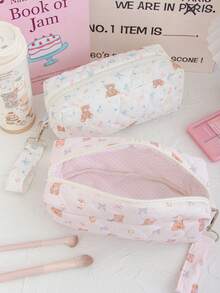 1 pieza Bolsa de cosméticos grande con diseño lindo para niñas, bolsa de almacenamiento multifuncional con asa, bolsa de maquillaje portátil y de moda para niñas, bolsa de almacenamiento para productos de cuidado de la piel, bolsa para guardar brillo de labios, monedero, bolsa para guardar cables, bolsa para guardar cargador portátil, organizador de viaje, bolsa de cosméticos, regalo para el Día de la Madre, regalo de vuelta al colegio, regalo de Año Nuevo, regalo de Navidad, bolsa organizadora de electrónicos, bolsa de viaje - Multicolor - Ver 9