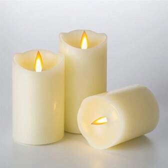 3pcs Realistic LED Flickering Flameless Candles With Remote Control, Battery Operated Pillar Candles With Timer, Warm Yellow Light - Ideal For Home Decor, Wedding, Birthday, Christmas, Candlestick, Home Decor Candle Lights, Fake Candles (Batteries Not Included)