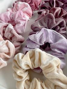 12pcs/Set Women's Solid Color Velvet Scrunchies, Versatile Hair Accessories For Autumn/Winter, Washing Face, Hair Ties, Scrunchy Hair Ties, Sport, Home Beauty Women Accessory Gifts Ponytail Head Accessories Elastic Band Hair Rubber Bands,Travel,Birthday - Multicolor - View 2