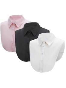 1 件经典女士职业学生百搭尖领牛仔布可拆卸领子配饰女士