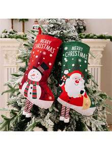 1 pièce - Décoration de fête de Noël Père Noël Bonhomme de neige Renne Petites chaussettes vintage Ornements à suspendre pour sapin de Noël Bas de Noël Sacs cadeaux Sacs à bonbons Fournitures pour célébration des fêtes, Décorations de Noël Décoration de chambre hivernale