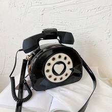 Special-Shaped Bag European And American Fashion Ideas Cute And Funny Personality Simulation Telephone Messenger Bag - 黑色 - 查看 8