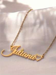 [Custom Necklace] Personalized Name Necklace - Heart Pendant - Multicolor - View 3