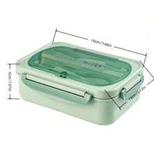 Leak-Proof Bento Box, 40.58 Oz Adult Bento Box With Tableware, Microwaveable, 3-Grid Partition, Green Lunch Container, Suitable For School, Work And Outdoor Dining, Outdoor Bento Box | Zoned Bento Box - màu xanh lá - Xem 13