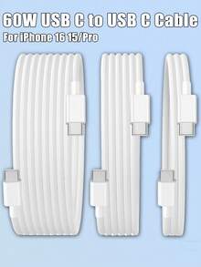 USB C To Type C Charger Cable,[3FT/6FT/10FT] Long Type C Fast Charging Data Cable,USB-C Power Cord Compatible With IPhone 16 15 Pro Plus Pro Max,Compatible With Samsung Galaxy S25 S24 S23 S22, Pro/Air And More,Phone Charger Cable Nan Compatible With IPhone 16, 16 Pro Max, 15, 15 Plus, 15 Pro, 15 Pro Max,Compatible With Redmi, Compatible With OnePlus - White - View 1