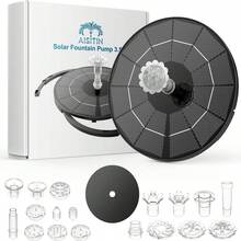 3.5W Solar Fountain Pump For Outdoor Water Features. DIY Solar Birdbath Fountain With Multiple Nozzles. Garden Decoration. Solar Fountain For Gardens, Ponds, Fish Tanks, And Aquariums. - 黑色 - 查看 8