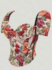 这款多功能彩绘晚礼服：配有可拆卸泡泡袖和修身外层束腰，适合约会之夜和节日舞会。 - 彩色 - 查看 3