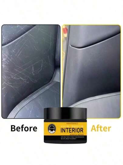 Kit De Reparo De Arranhões No Interior Do Carro - Creme De Reparo Fácil Para Painel E Superfícies De Plástico, Cuidado Brilhante Para Bancos, Essencial Para Reparo De Veículos, Esponja Grátis Incluída