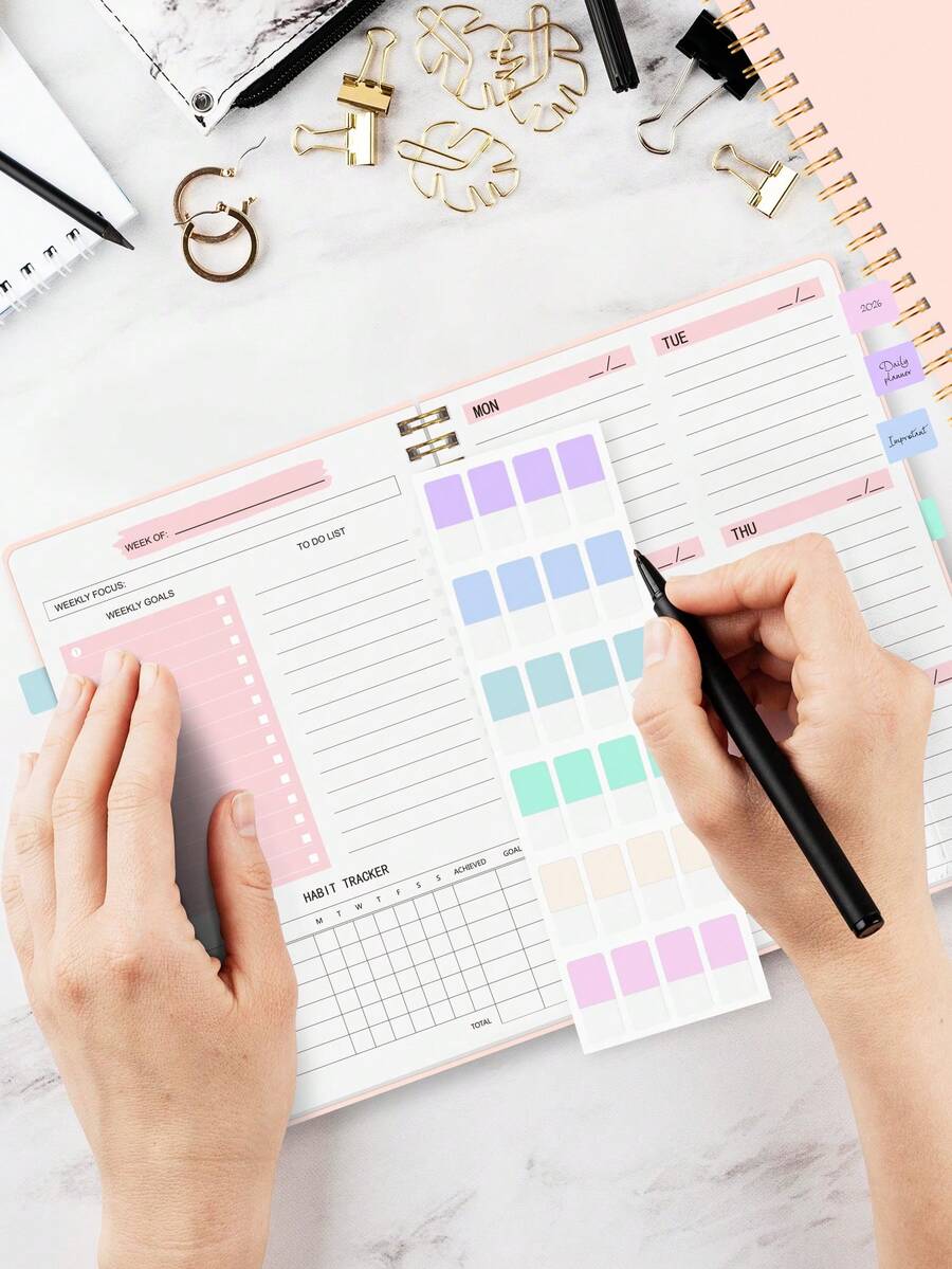 Trees Weekly Planner Notebook Undated Daily Schedule Agenda Sprial Goals Planner With Habit Tracker For Women Teacher Appreciation Gifts