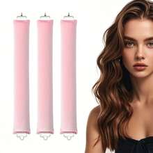 3pcs/4pcs Set No Heat Hair Curler Tools, Convenient Hair Styling Set Includes Foam Hair Rollers, Sleep Curlers, Rubber Curling Rods For Women, Slouchy Wave Sleeping Hair Curler Tube Set, Minimalist European & American Style