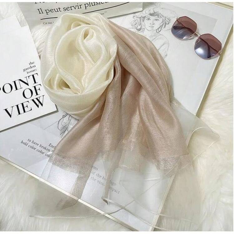 Womens Scarves Lightweight Silk Scarf Shawls And Wraps For Evening Dresses Summer Beach Wedding Shawl Giftshalloween - 新米色 - 查看 6
