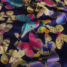 100% Mulberry Silk Scarf For Women Lightweight Long Scarves Beach Wraps Cover Up -Travel Photography Scarfhalloween - 海軍藍蝴蝶 - 查看 10