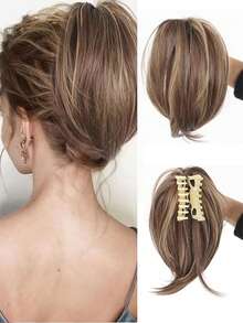 Extensiones de cabello postizo rizado y desordenado con moño elástico, extensiones de cabello para mujeres, cobertura para cola de caballo, pinza para cola de caballo corta de múltiples colores, accesorios de moda para el cabello, pinzas para el cabello, accesorios de otoño, pinzas para el cabello de invierno, accesorios para atuendos de vacaciones, accesorios de verano para la playa - Multicolor - Ver 12