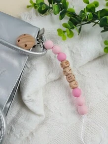 1pc Customized Silicone English Letter Wooden Bead Keychain, Customized Name, Customized Gift, Customized Anti-Lost Chain, Customized 2-6 English Letters,Customized Keychains & Accessories,End Of Summer,Apparel Accessories,Halloween Edit,Boyfriend,Girlfriend,Family,Friends - Anti-lost Chain Clip - View 5
