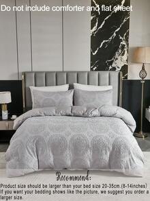 Bộ 3 vỏ chăn cắt họa tiết hoa màu xám nhạt, phong cách Bohemian (1 vỏ chăn + 2 vỏ gối, không ruột), Polyester, mềm mại và thoáng khí, thích hợp cho phòng ngủ, mọi mùa, có thể làm quà tặng, bộ đồ giường ký túc xá - Màu Xám nhạt - Xem 9
