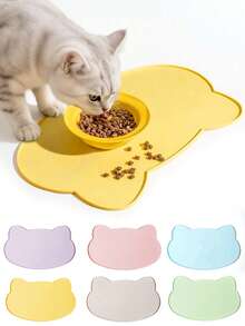 1pc Silicone Pet Food Mat, Dog Cat Bowl Pad, Non-Slip, Waterproof, Raised Edge To Prevent Spills, Easy To Clean In Dishwasher - Multicolor - View 2